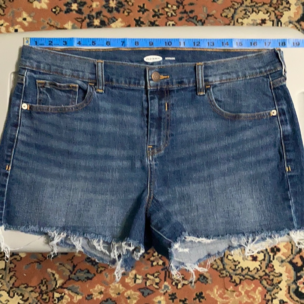 Denim shorts.